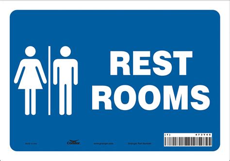 Condor Restroom Sign Restrooms Sign Header No Header Vinyl 7 In X