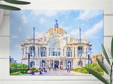 Palacio De Bellas Artes Mexico Watercolor Art Print Mexican Etsy