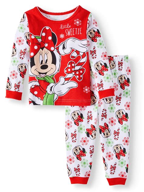 Minnie Mouse Christmas Long Sleeve Tight Fit Pajamas 2pc Set Baby