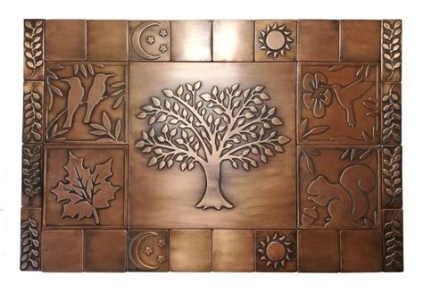 Beautiful Tree Of Life Set Of 29 Handmade Copper Tiles Kitchen Rustic