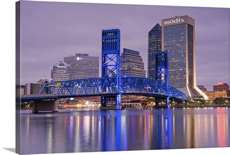 Main Street Bridge And Skyline Jacksonville Florida Wall Art Canvas