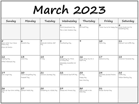 March 2023 Calendar With Holidays Templates