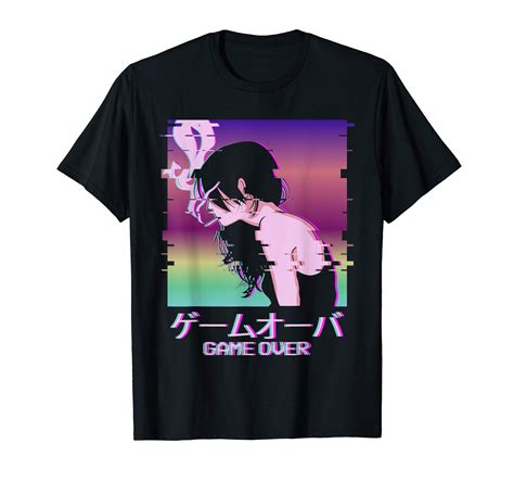 Buy Japanese Vaporwave Sad Anime Girl Game Over Indie Aesthetic T Shirt