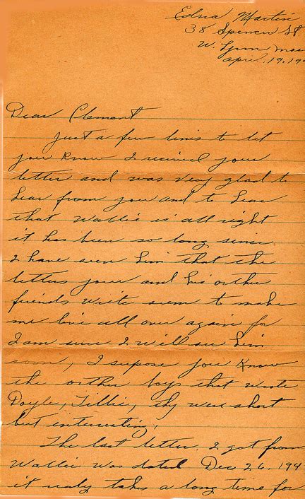 Letter From Miss Edna Martin