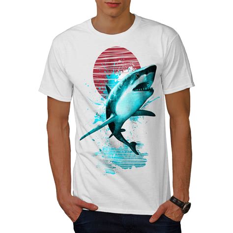 wellcoda great white shark mens t shirt ocean hunt graphic design printed tee ebay