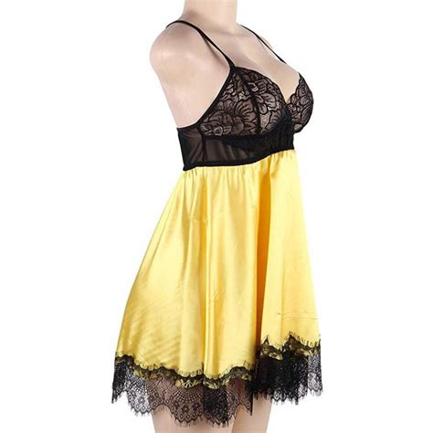 Plus Size Womens Sexy Plus Size Black Lace Lingerie Women Underwear Yellow Ct196n0c0ka