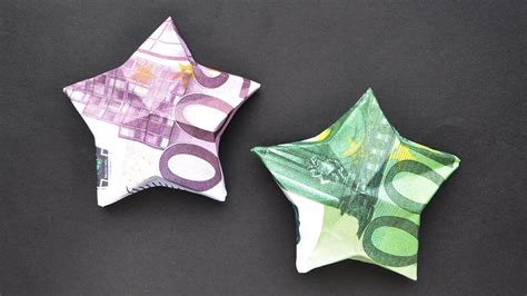 Zum falten des schmetterlings brauchst du einen. Origami STERN Euro Geldschein GELD FALTEN | Money Origami ...