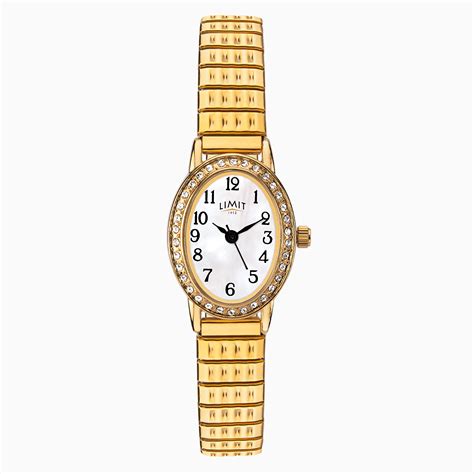 Limit Ladies Classic Watch 6030 Oval 20mm Gold Stainless Steel Expanding Bracelet