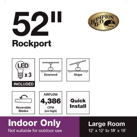 Hampton Bay Rockport 52 In Led Matte Black Ceiling Fan 91854 Ebay