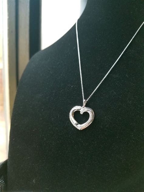 40 Diamonds Open Heart Silver Necklace Elegant 18 Great Gift For Her