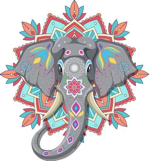 Painted Indian Elephant On White Background 7141428 Vector Art At Vecteezy