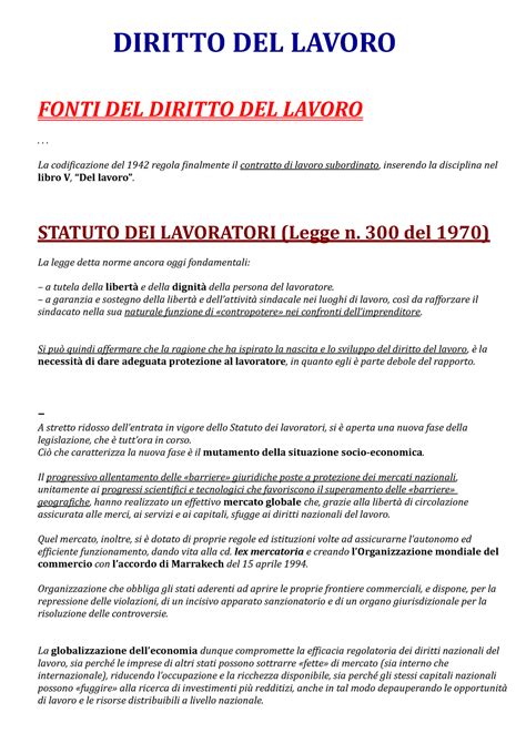 Diritto Del Lavoro Roma Prof Proia Diritto Del Lavoro Fonti Del