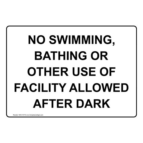 Recreation Policies Regulations Sign No Swimming After Dark