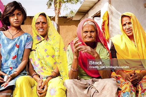 Rajasthani Rural Indian Women In A Village Of Rajasthan Stock Photo