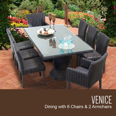 Venice Rectangular Outdoor Patio Dining Table With With 6