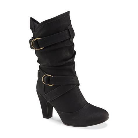 Twisted Womens Lillian Black Mid Calf Slouchy Boot Wide Width Available