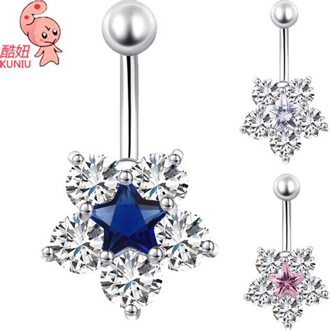 New Fashion Womans Flower Belly Button Rings Bar Surgical Piercing Sexy Body Jewelry For Women