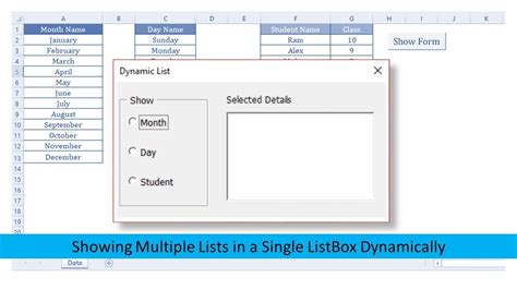 Showing Multiple Lists In A Single Listbox Dynamically Vba Tutorial