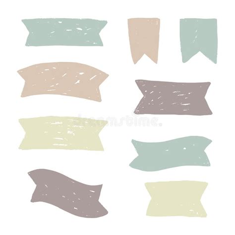 Set Of Grunge Textured Ribbons Stock Vector Illustration Of