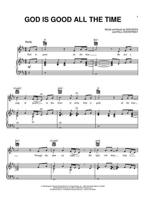 God Is Good All The Time Sheet Music By Don Moen For Pianovocal