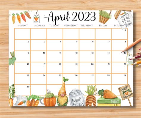 Editable April 2023 Calendar Happy Easter Day Planner With Etsy Uk