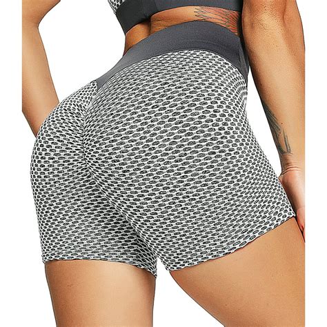 seasum seasum women s high waist butt lift yoga shorts tummy control workout pants textured