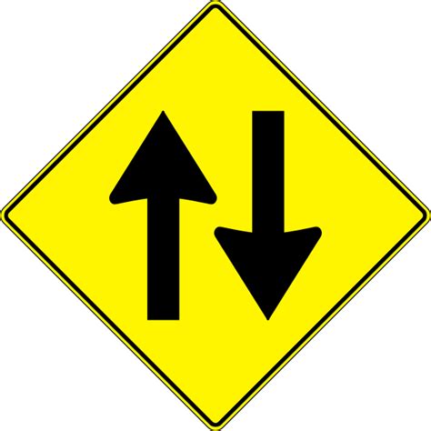 Yellow Road Sign Two Way Traffic Free Svg