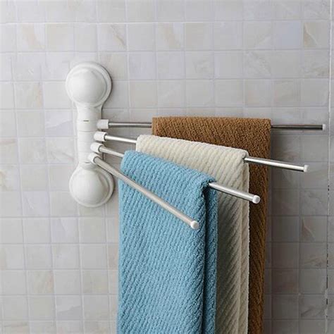 Four Tiers Swivel Rotating Bathroom Towel Rack Bars Rotary Storage