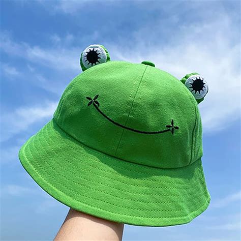Frog Hat Kawaii Cute Frog Bucket Hat Aesthetic Women Outdoor Etsy