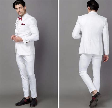 Classic Quality White Men Suit Tuxedos Costume Homme Business Suit