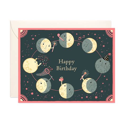 Moon Phases Birthday Greeting Card Joojoo Paper