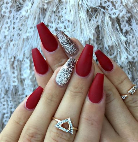 Red Matte Coffin Nails