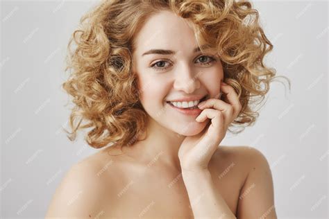 Free Photo Beauty And Fashion Concept Carefree Beautiful Girl With Curly Hair And Naked