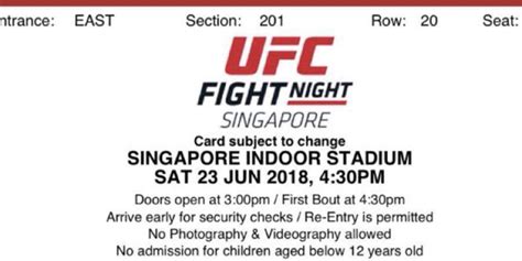Ufc Fight Night Singapore Tickets And Vouchers Local Attractions
