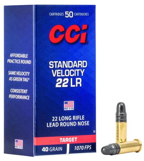 Cci Ammunition Standard Velocity 22 Long Rifle 40 Grain Lead Round