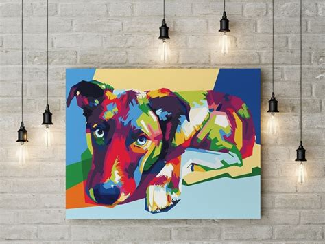 Custom Pet Portrait Colorful Pop Art Canvas Print Wall Art Etsy