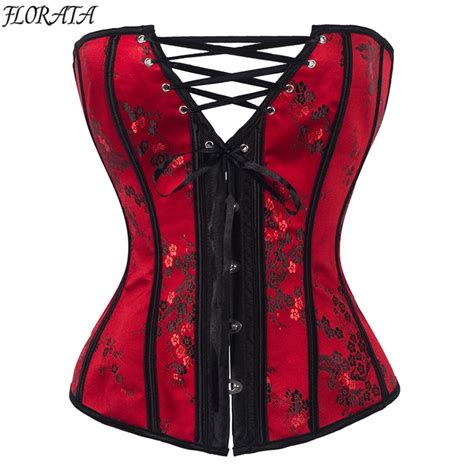 New Women Bustiers Corsets Red Floral Mesh Corset Sexy Body Shapers