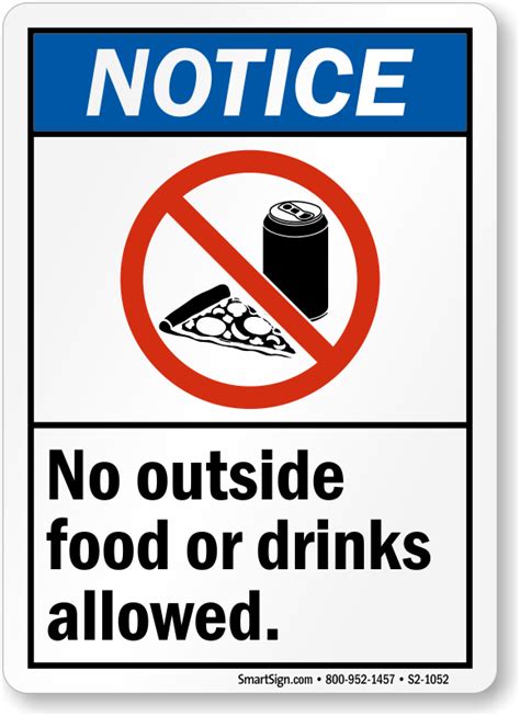 Notice no food or drink allowed beyond this point in spanish also aluminum sign. No Outside Food Drinks Allowed Sign, SKU: S2-1052