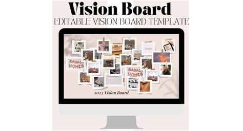 Digital Vision Board Template Canva 2023 Vision Board Goals Board Law