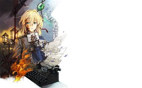 Download Wallpapers Violet Evergarden Typewriter Letters Manga