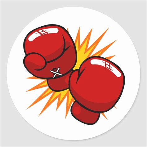 Cartoon Boxing Gloves Classic Round Sticker Zazzle Boxing Gloves