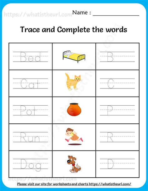 Trace And Complete The Words Worksheets For Grade 1 Spelling