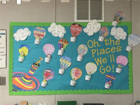 oh the places you ll go what an adorable bulletin board 😊 dr seuss classroom seuss classroom