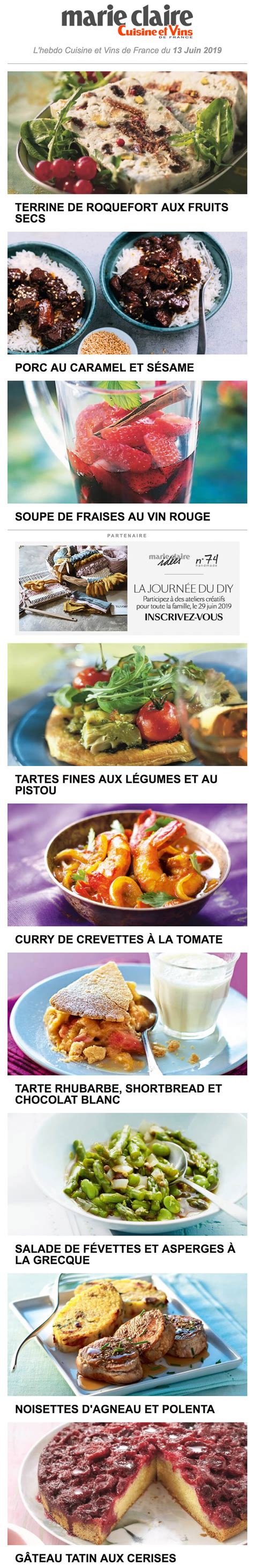 Newsletter Marie Claire Cuisine Et Vins De France Recevoir L
