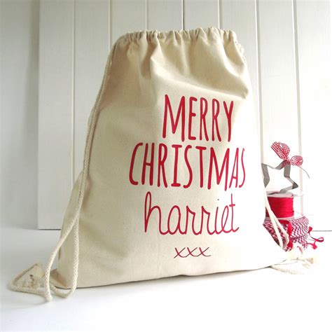 Personalised Christmas T Sack Cotton Canvas Santa Bag