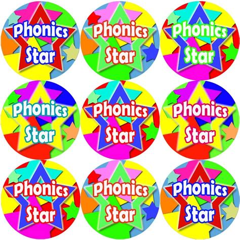 144 Phonics Star Themed Teacher Reward Stickers Large Sticker Stocker