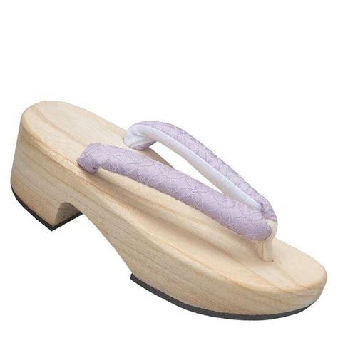 Women High Heel Geta Wooden Sandals【purple Embroidery】 Foxtume