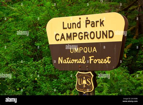 Campground Sign Umpqua National Forest Oregon Stock Photo Alamy