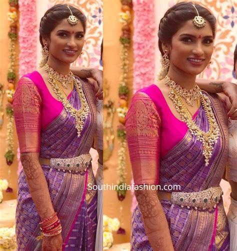 Shalini Kandukuri In A Purple Kanjeevaram Saree South India Fashion