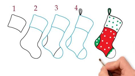 How To Draw A Stocking Easy Step By Step Easy Christmas Drawings
